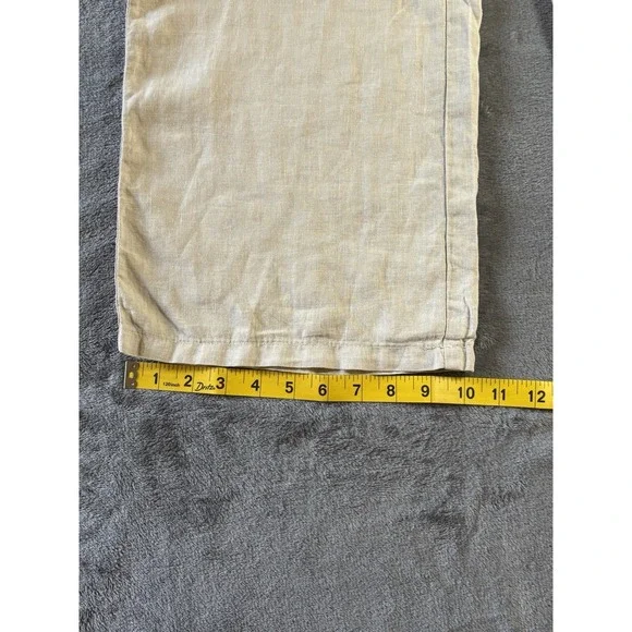 Victoria Secret Women's Beige  Flax/ Lino Wide Leg Pants Size 8 Adjustable Waist - Picture 4 of 9